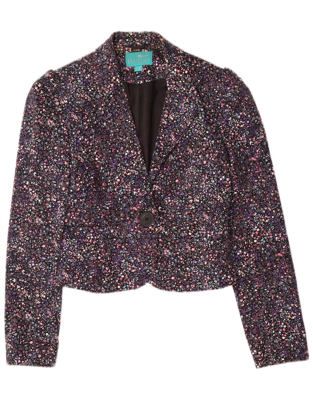 Monsoon Womens Crop 1 Button Blazer Jacket UK 8 Small Multicoloured Floral