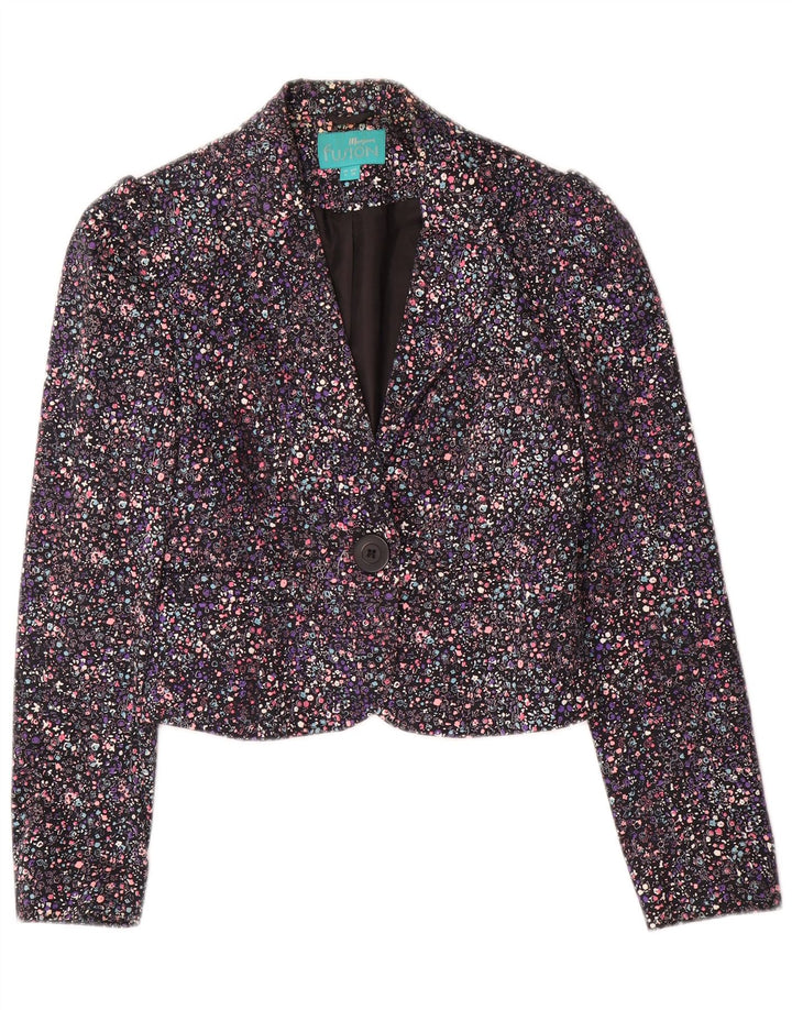 Monsoon Womens Crop 1 Button Blazer Jacket UK 8 Small Multicoloured Floral