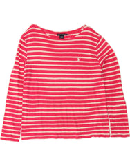 RALPH LAUREN Womens Top Long Sleeve UK 18 XL Pink Striped Cotton