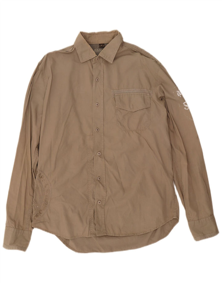 Napapijri Mens Graphic Shirt XL Khaki Cotton