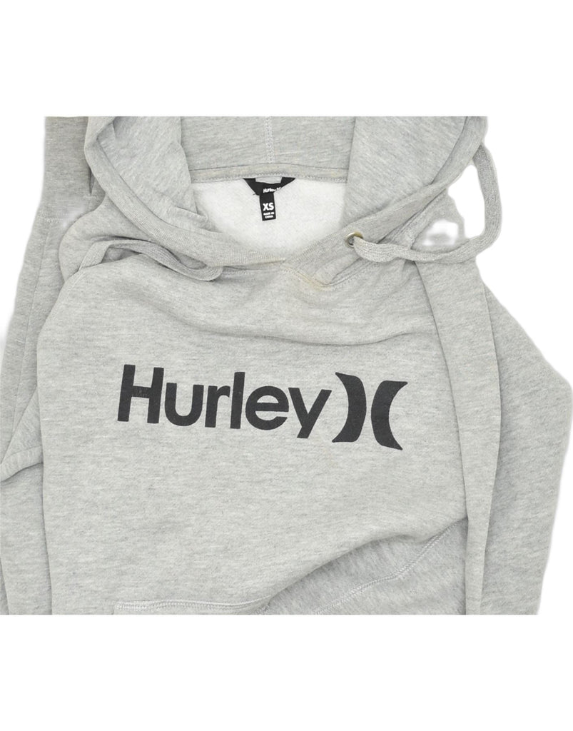 HURLEY Womens Oversized Graphic Hoodie Jumper UK 18 XL Grey Polyester | Vintage | Thrift | Second-Hand | Used Clothing | Messina Hembry 