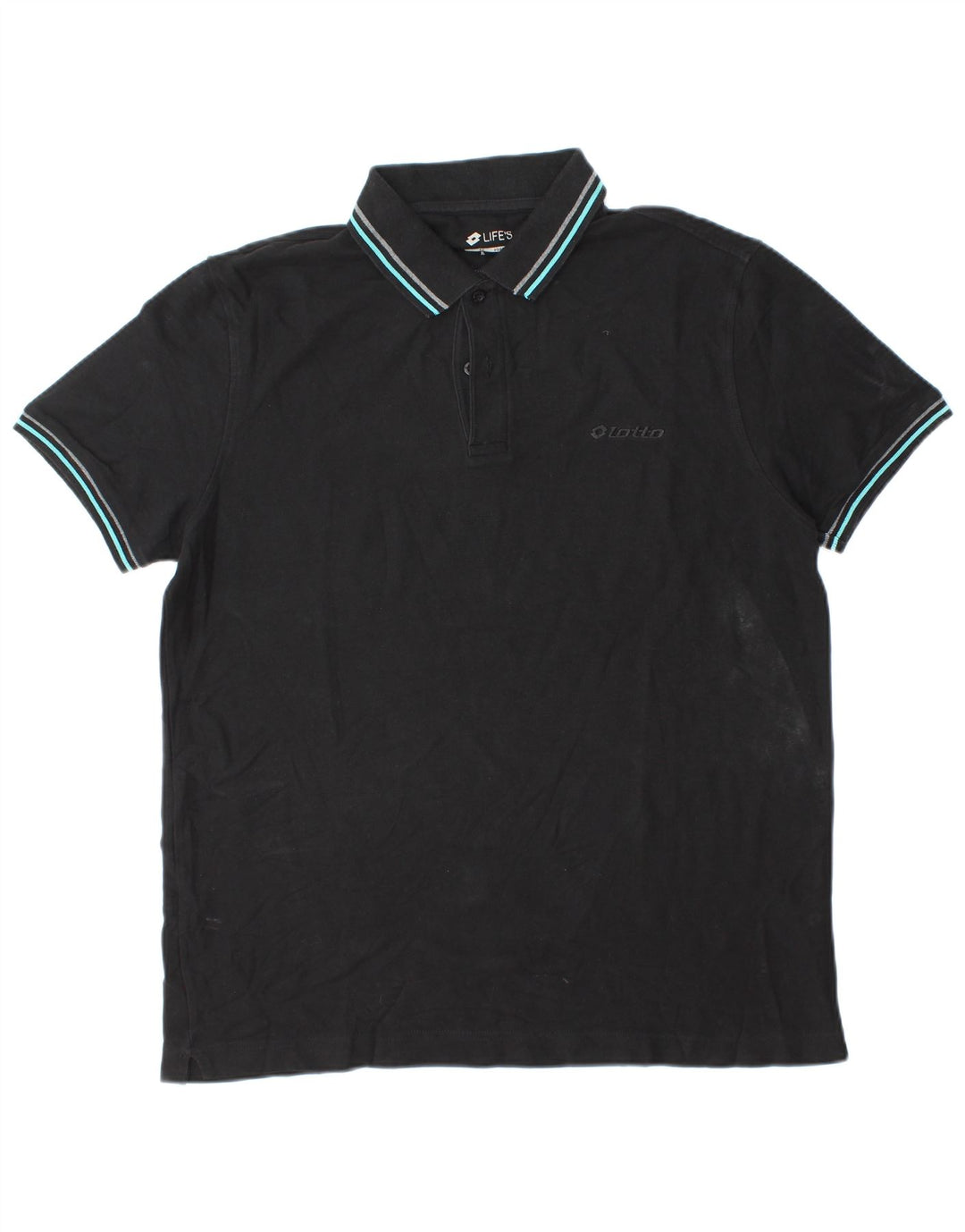 LOTTO Mens Life's Polo Shirt Large Black Cotton