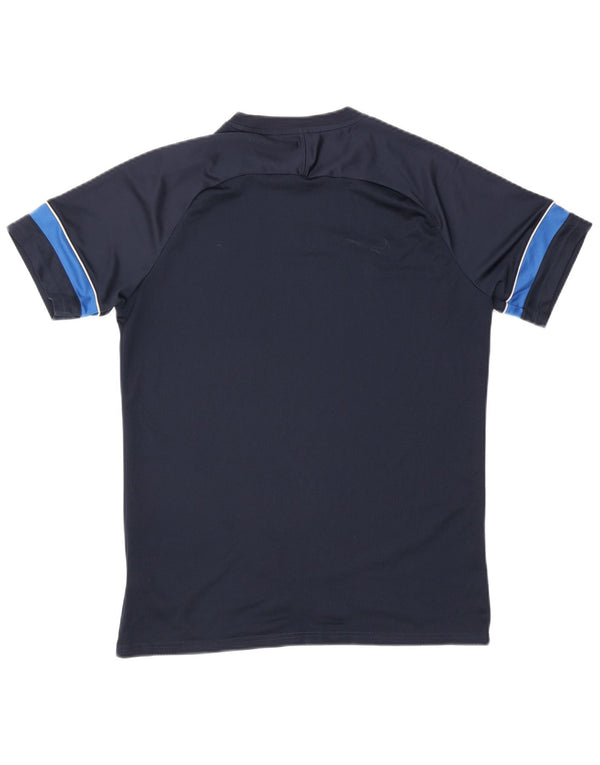 Nike Mens Dri Fit T-Shirt Top Large Navy Blue Colourblock Polyester