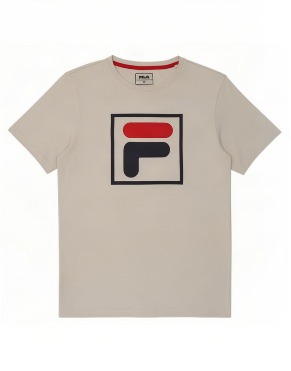 Fila Mens Graphic T-Shirt Top Medium White Cotton