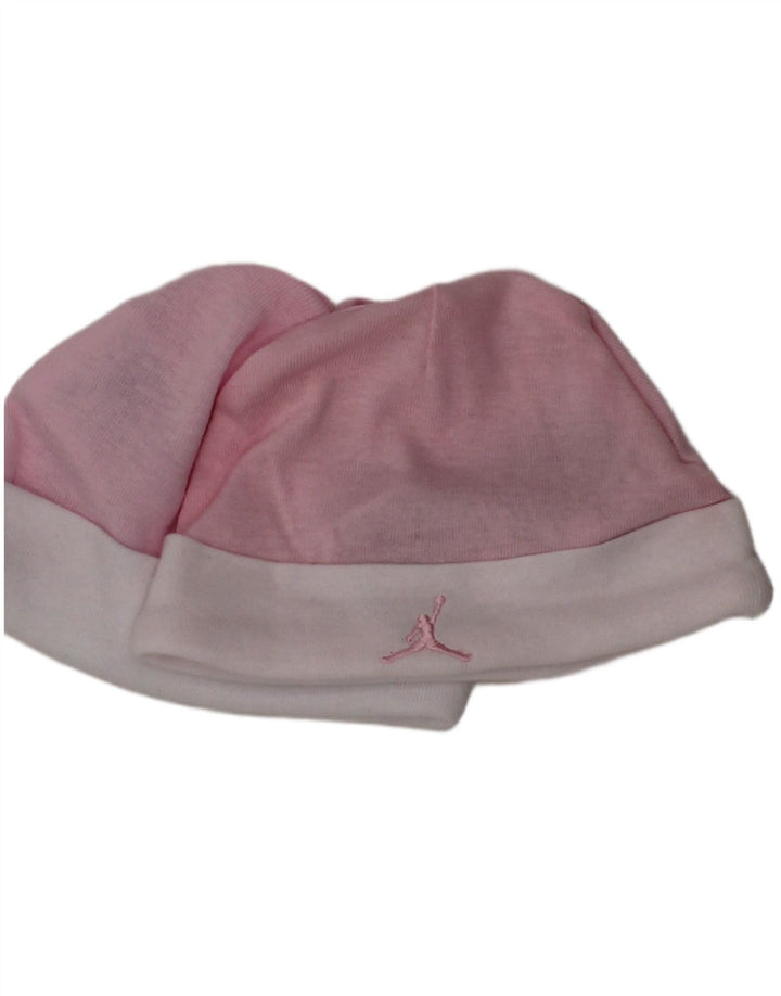 JORDAN Baby Girls Beanie Hat 0-3 Months Pink Cotton