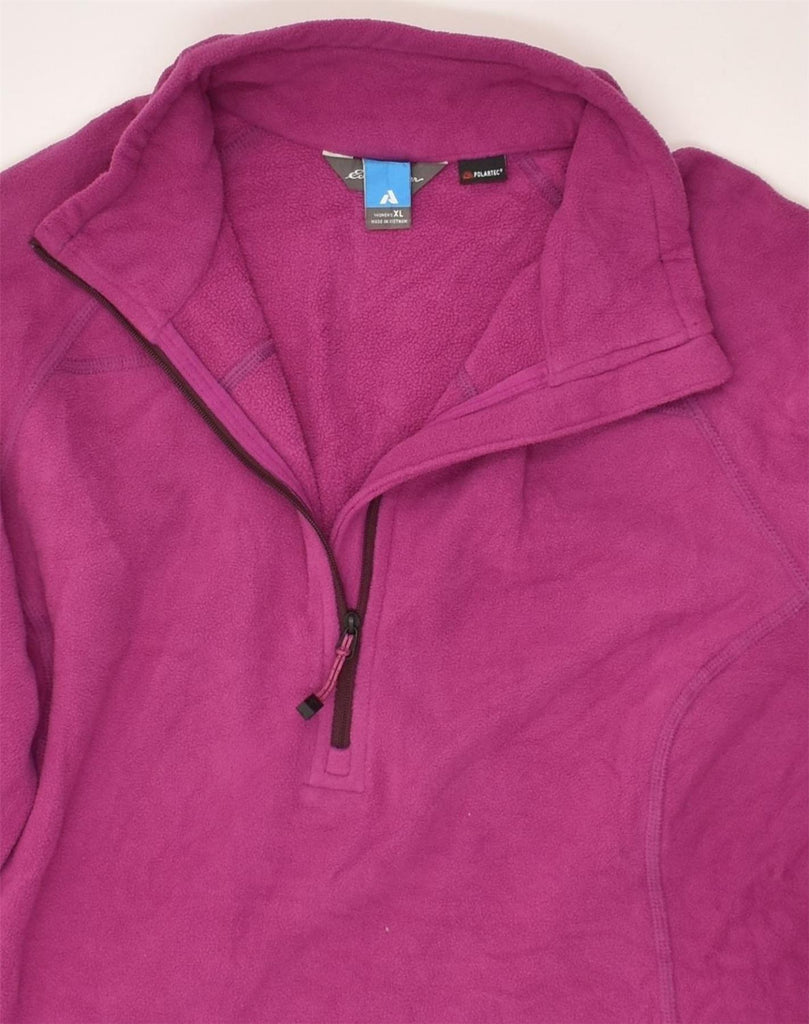 EDDIE BAUER Womens Zip Neck Fleece Jumper UK 18 XL Purple Polyester | Vintage Eddie Bauer | Thrift | Second-Hand Eddie Bauer | Used Clothing | Messina Hembry 