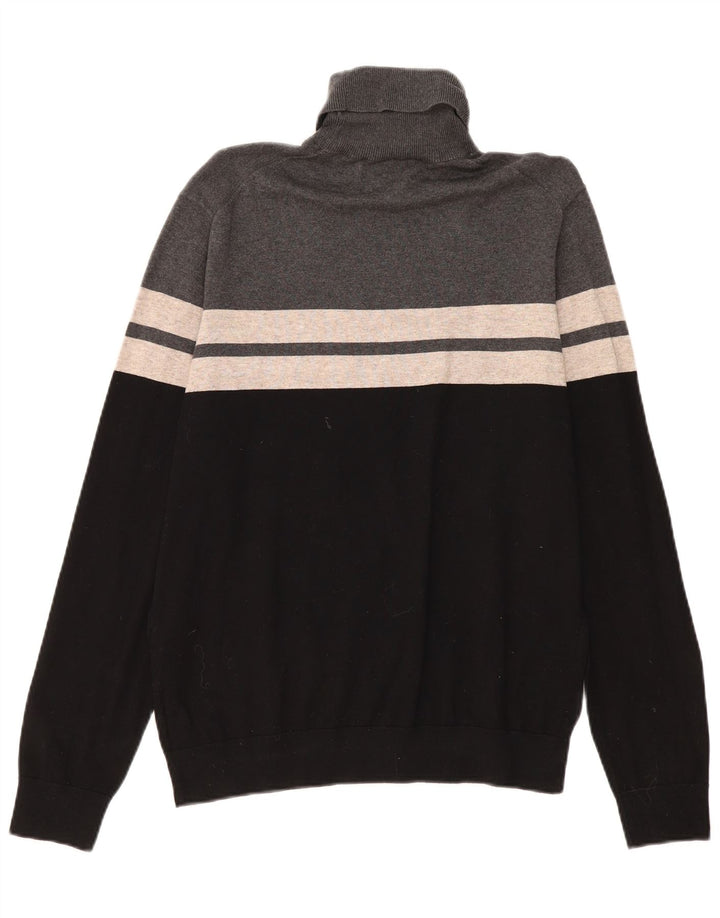 Marks & Spencer Mens Roll Neck Jumper Sweater Large Black Colourblock
