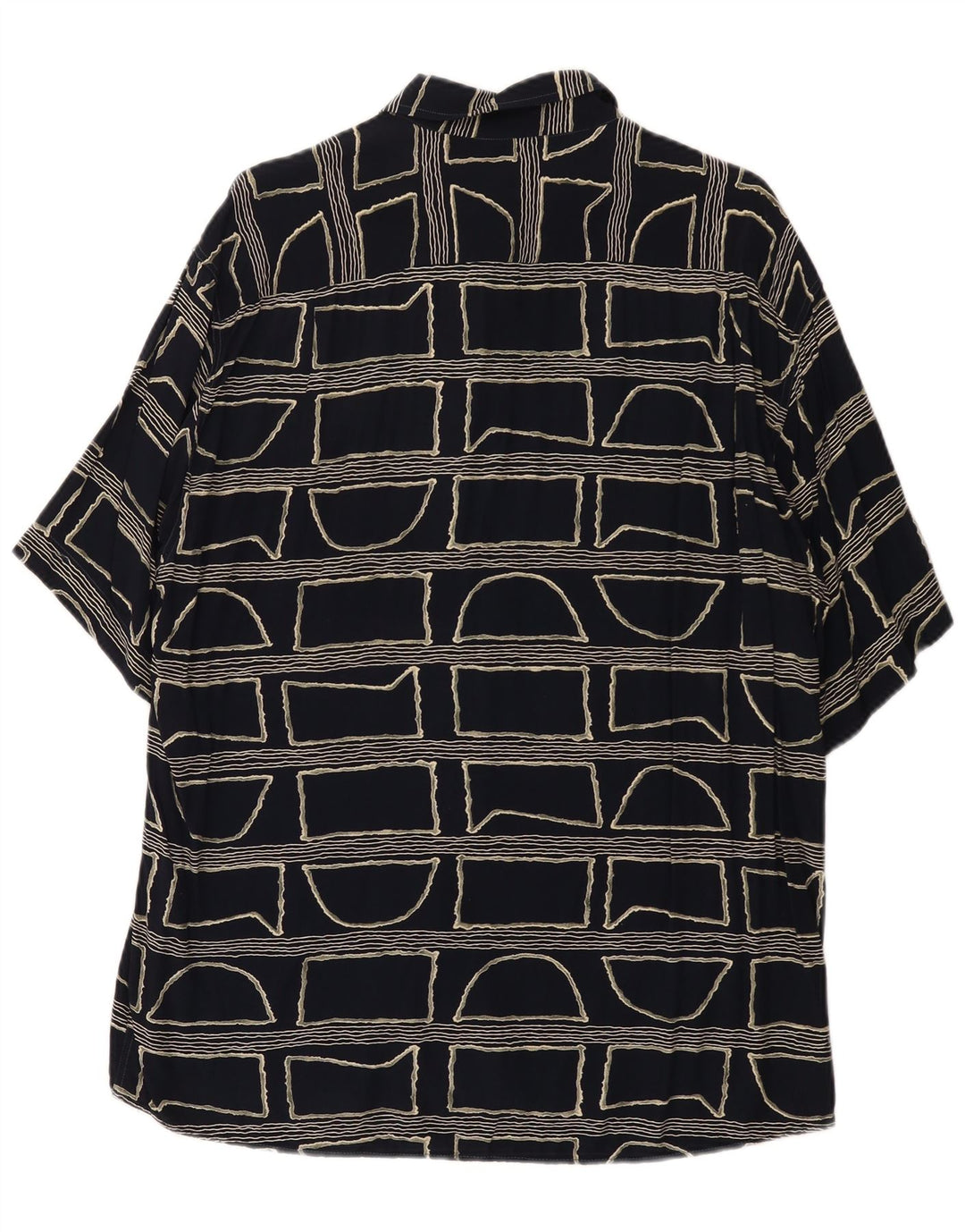 Vintage Mens Short Sleeve Shirt Large Black Geometric