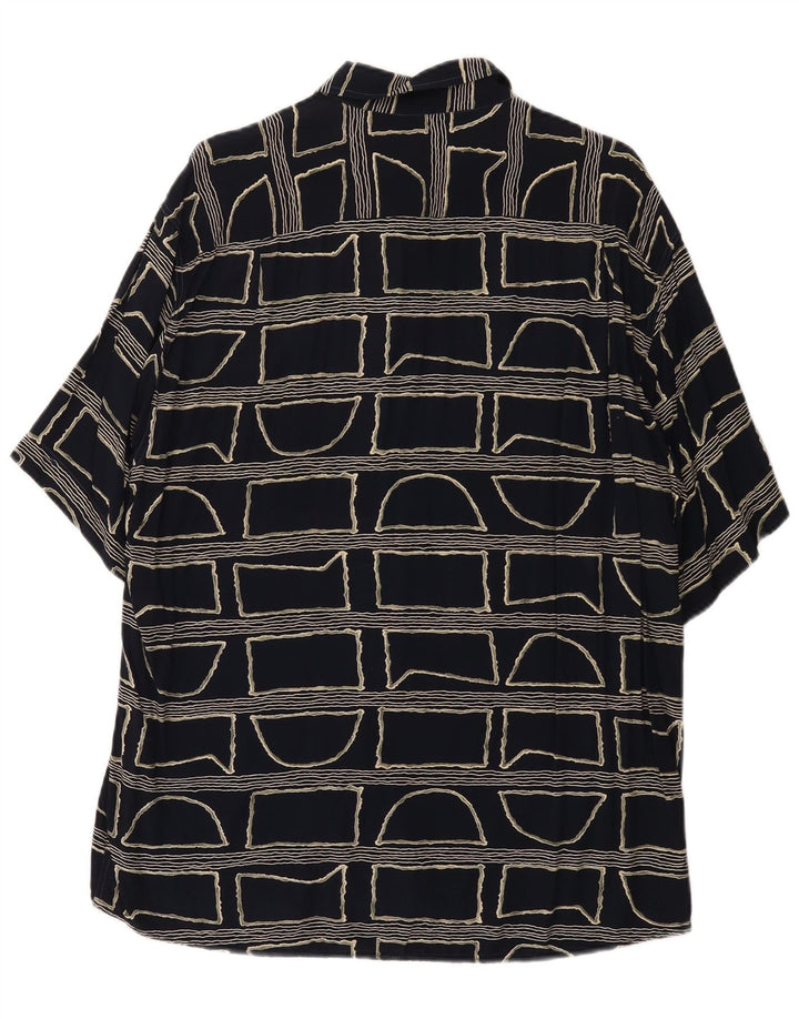 Vintage Mens Short Sleeve Shirt Large Black Geometric