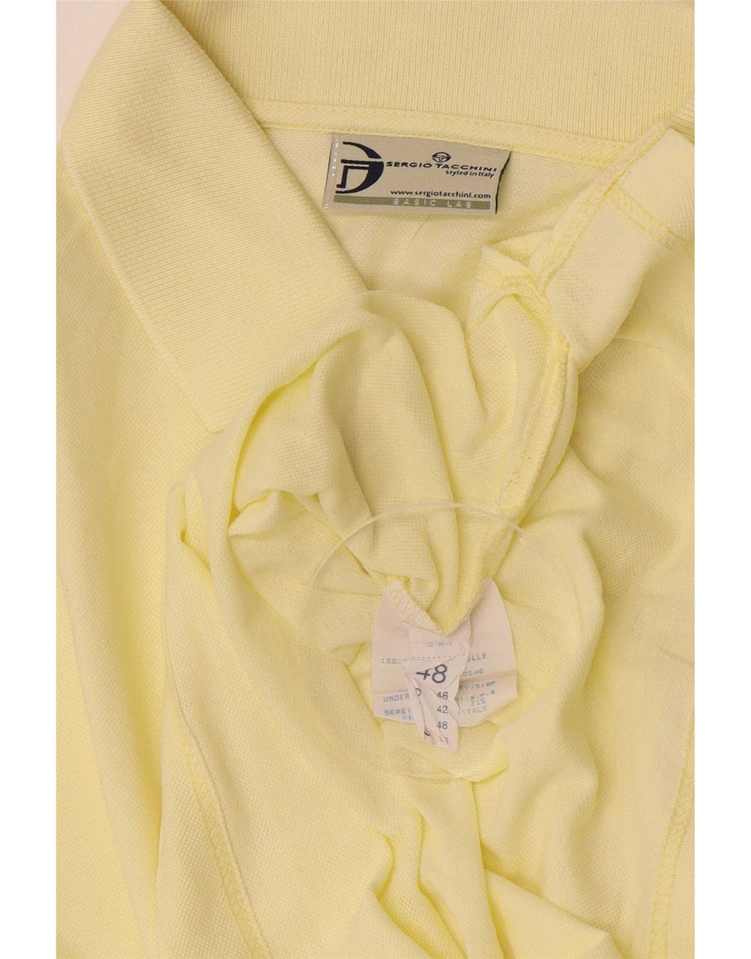 Sergio Tacchini Mens Polo Shirt IT 48 Medium Yellow Cotton