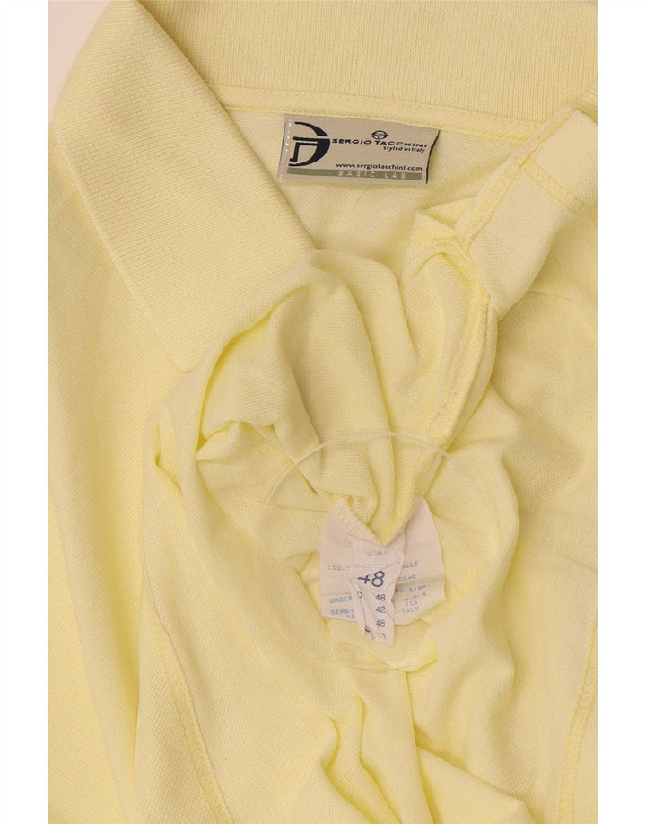 Sergio Tacchini Mens Polo Shirt IT 48 Medium Yellow Cotton