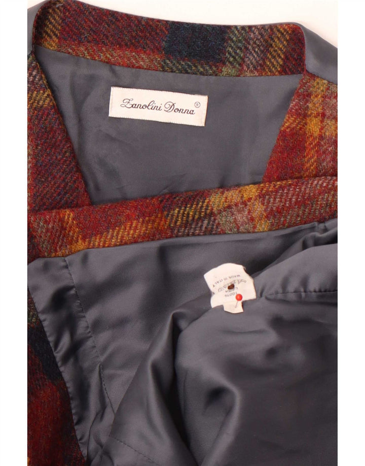 Vintage Womens Waistcoat IT 46 Large Red Plaid Wool