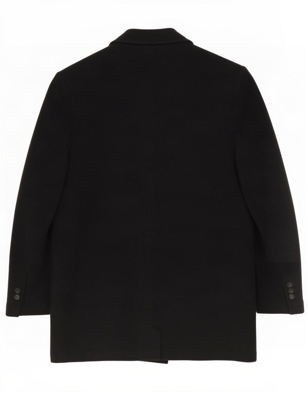 Sisley Womens Oversized Double Breasted Coat UK 6 XS Black Wool