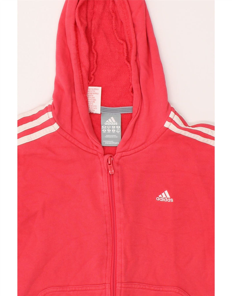 ADIDAS Girls Zip Hoodie Sweater 13-14 Years Red Cotton Vintage Adidas and Second-Hand Adidas from Messina Hembry 