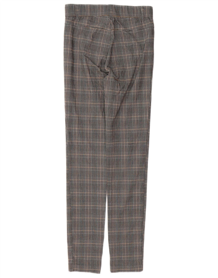 ZARA Womens Skinny Casual Trousers Small W26 L28 Grey Houndstooth Viscose