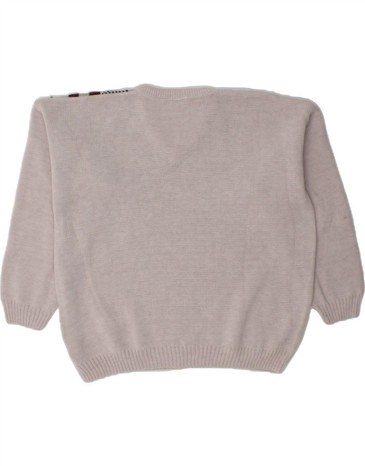 VINTAGE Mens V-Neck Jumper Sweater XL Grey Geometric Vintage Vintage and Second-Hand Vintage from Messina Hembry 