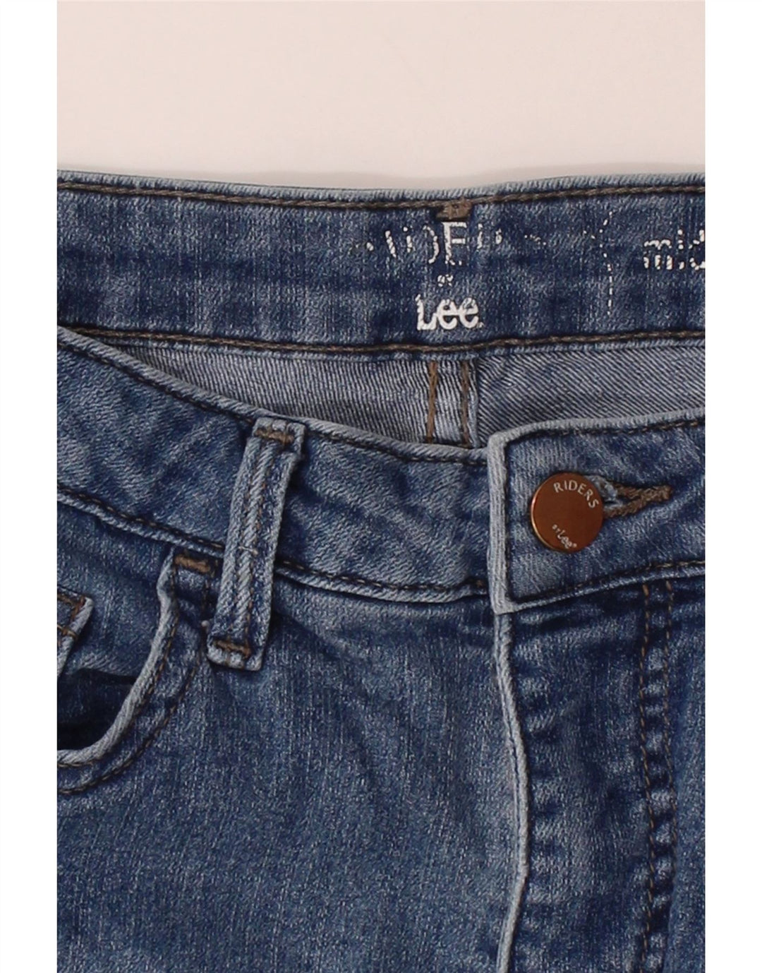 LEE Womens Riders Mid Rise Distressed Denim Shorts Small W28 Blue Cotton Vintage Lee and Second-Hand Lee from Messina Hembry 