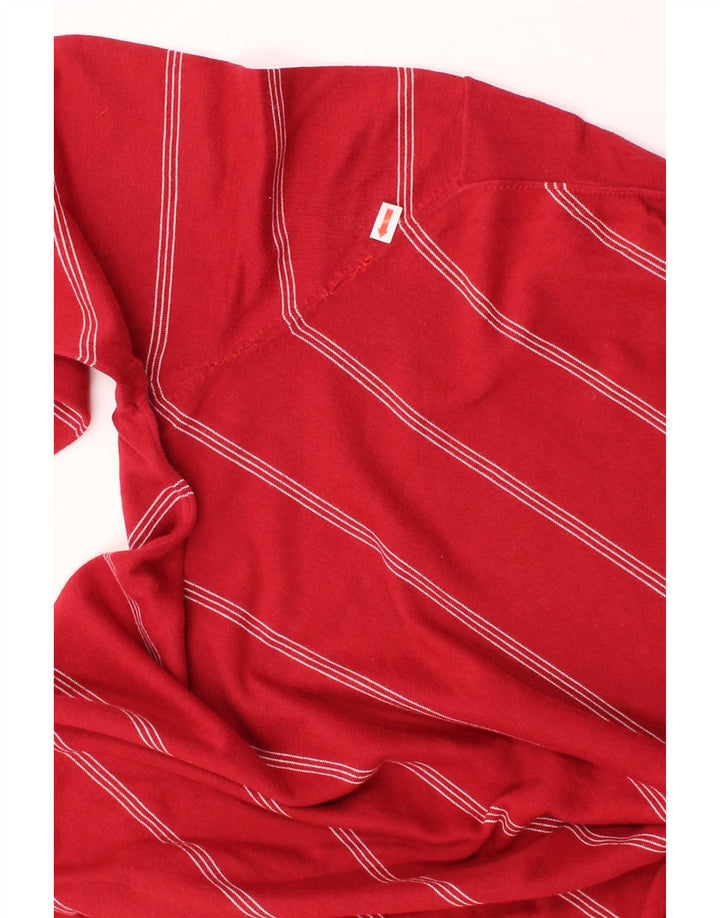 MASSIMO DUTTI Mens V-Neck Jumper Sweater Large Red Striped Cotton Vintage Massimo Dutti and Second-Hand Massimo Dutti from Messina Hembry 