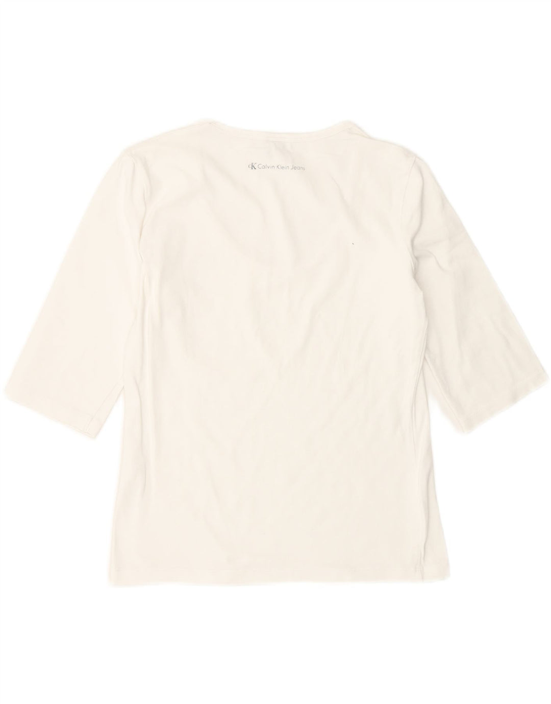 CALVIN KLEIN JEANS Womens Crop Graphic T-Shirt Top UK 14 Large White