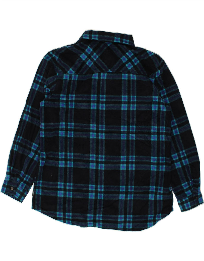 EDDIE BAUER Womens Overshirt Fleece Shirt UK 16 Large Navy Blue Check | Vintage Eddie Bauer | Thrift | Second-Hand Eddie Bauer | Used Clothing | Messina Hembry 