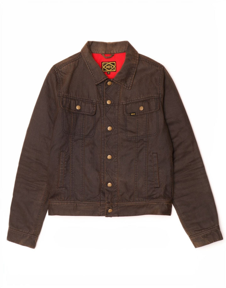 Obey Womens Waxed Cotton Jacket UK 14 Medium Brown Cotton