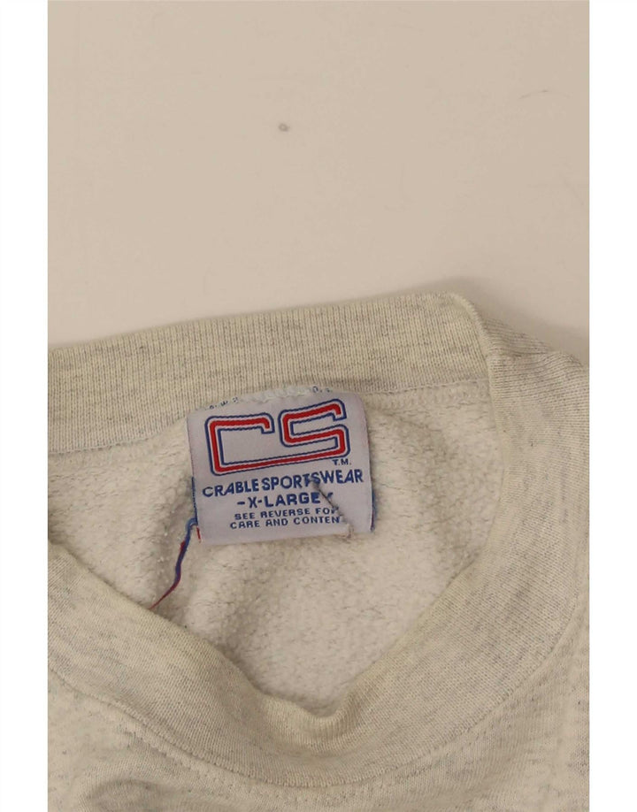 Vintage Mens Graphic Sweatshirt Jumper XL Grey Cotton