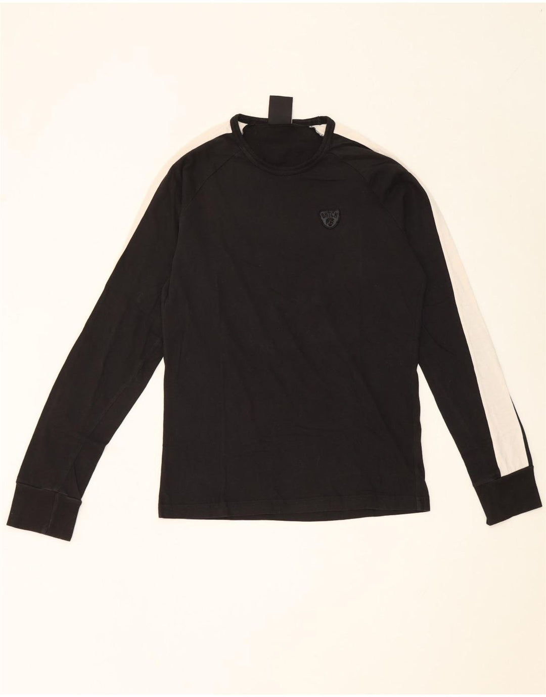 Datch Mens Top Long Sleeve Medium Black Colourblock Cotton