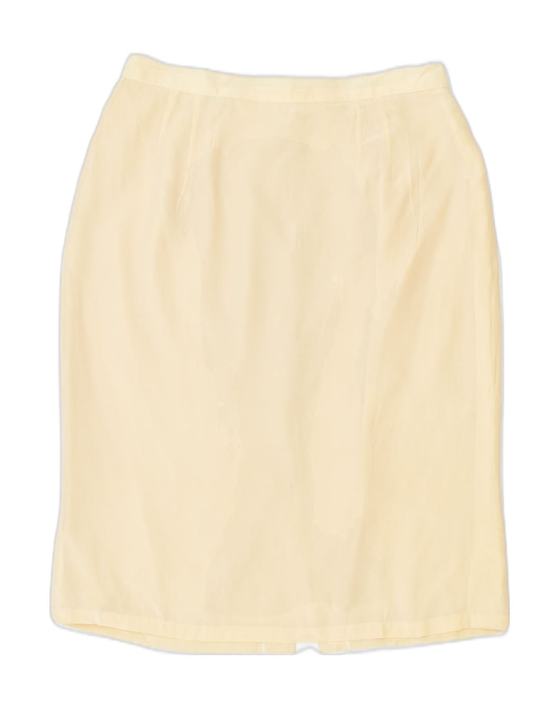 VINTAGE Womens Straight Skirt W30 Medium Yellow Silk | Vintage | Thrift | Second-Hand | Used Clothing | Messina Hembry 