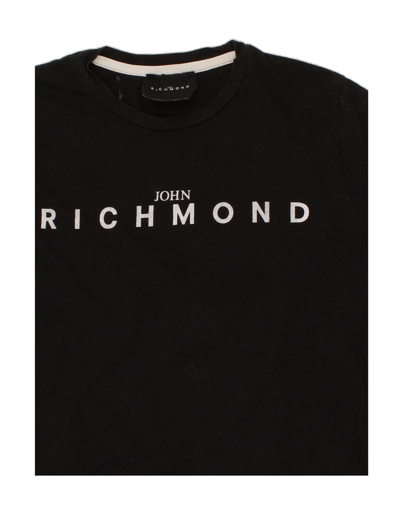 RICHMOND Boys Graphic Top Long Sleeve 13-14 Years Black Cotton | Vintage Richmond | Thrift | Second-Hand Richmond | Used Clothing | Messina Hembry 