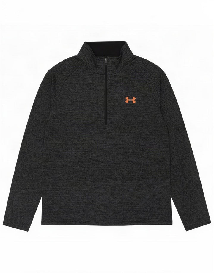Under Armour Mens Zip Neck Pullover Tracksuit Top Large Grey Flecked