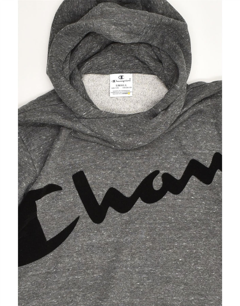 CHAMPION Girls Graphic Hoodie Jumper 7-8 Years Grey Cotton | Vintage Champion | Thrift | Second-Hand Champion | Used Clothing | Messina Hembry 