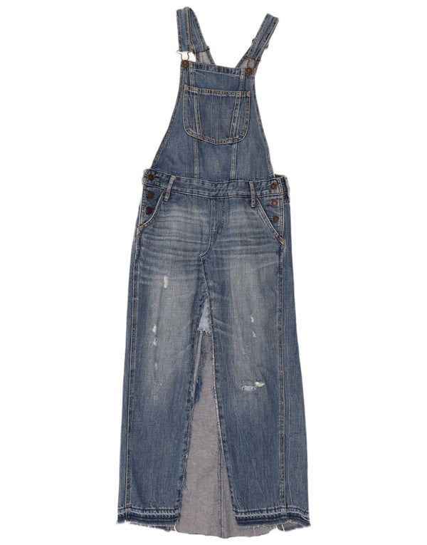 Abercrombie & Fitch Womens Distressed Dungarees Denim Skirt XS W30 Blue