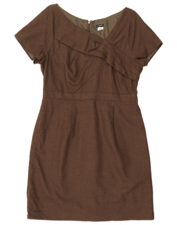 J. CREW Womens Sheath Dress US 12 Large Brown Wool