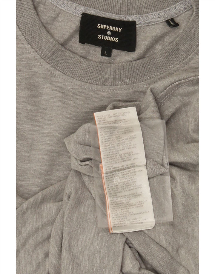 Superdry Mens T-Shirt Top Large Grey Flecked Cotton