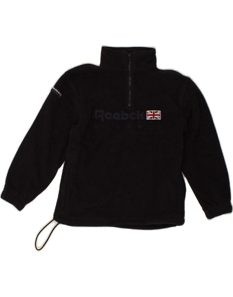 REEBOK Boys Graphic Zip Neck Fleece Jumper 11-12 Years XL Navy Blue | Vintage Reebok | Thrift | Second-Hand Reebok | Used Clothing | Messina Hembry 