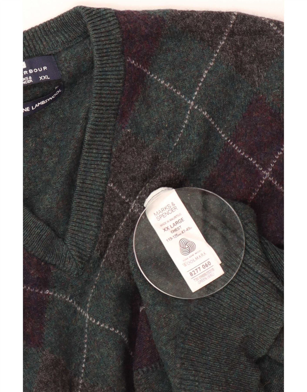 Marks & Spencer Mens Blue Harbour V-Neck Jumper Sweater 2XL Green