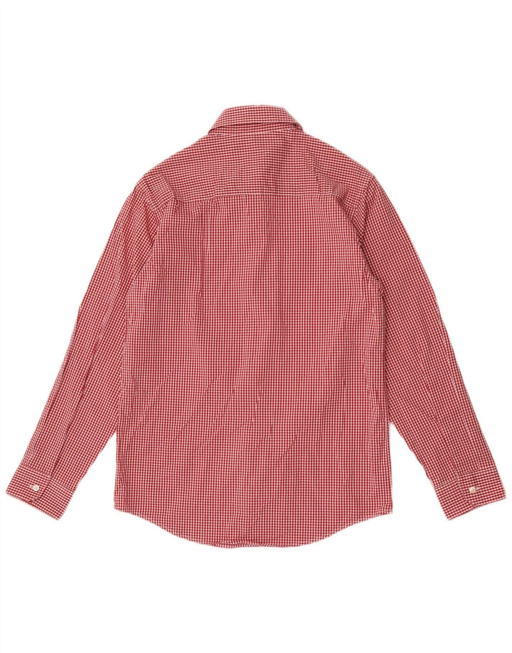 Chaps Boys Stretch Shirt 12-13 Years Large Red Gingham Cotton