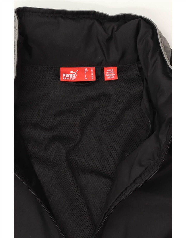 Puma Mens Graphic Hooded Rain Jacket UK 38 Medium Black Colourblock Nylon