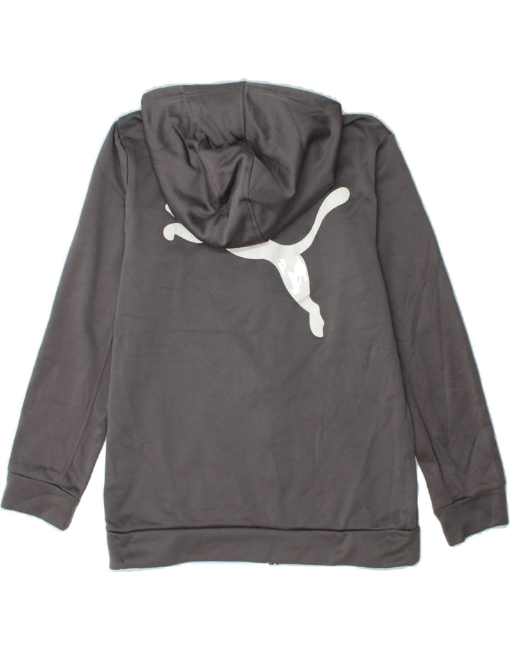 PUMA Boys Graphic Zip Hoodie Sweater 15-16 Years XL Grey Polyester Vintage Puma and Second-Hand Puma from Messina Hembry 