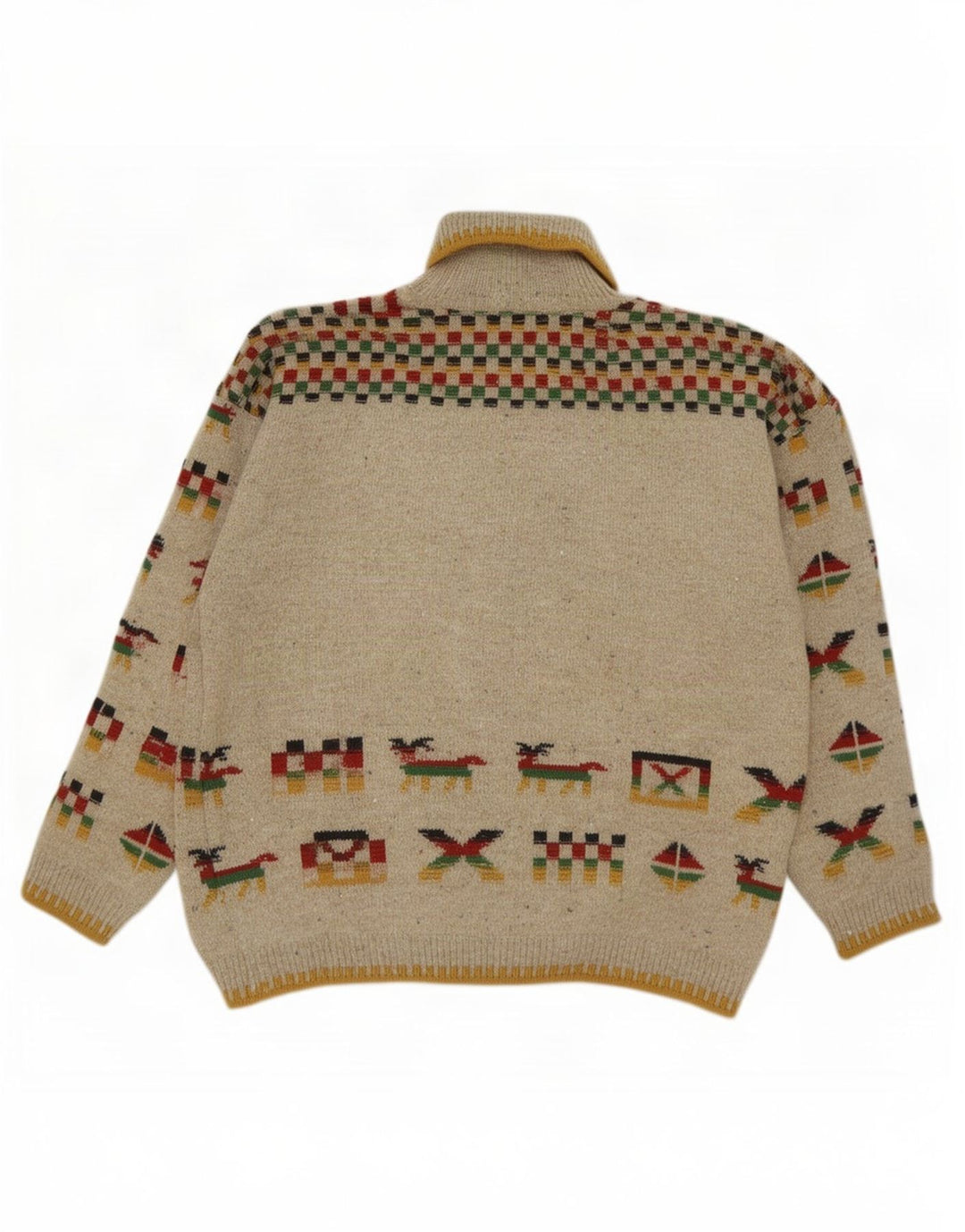 Silvy Womens Roll Neck Jumper Sweater IT 42 Medium Beige Geometric Novelty