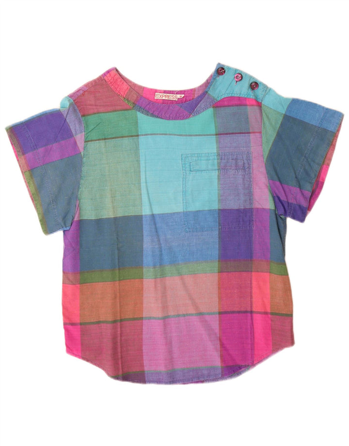 Express Womens Blouse Top UK 14 Medium Multicoloured Check Cotton