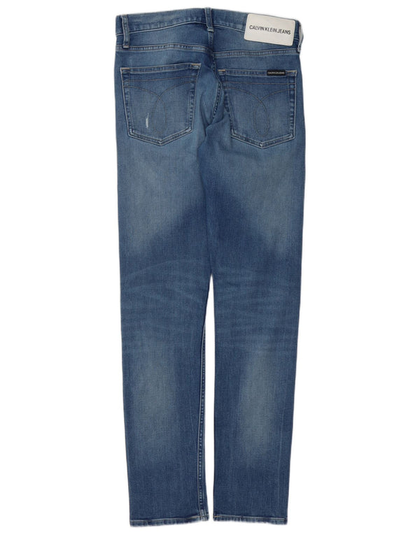 Calvin Klein Mens Distressed Skinny Jeans W29 L32 Blue Cotton