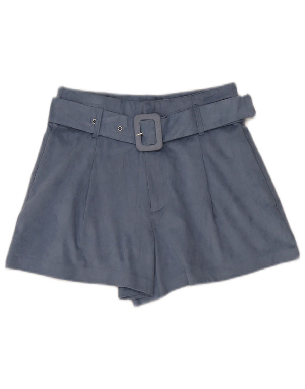 Zara Womens Wide Leg High Waist Casual Shorts Small W26 Blue Polyester