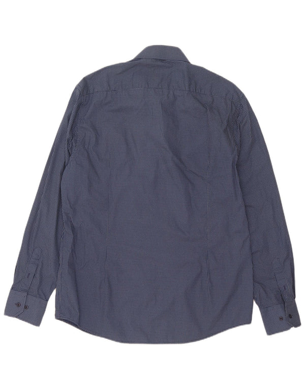 Coveri Mens Shirt Size 43 44 XL Blue Spotted Cotton