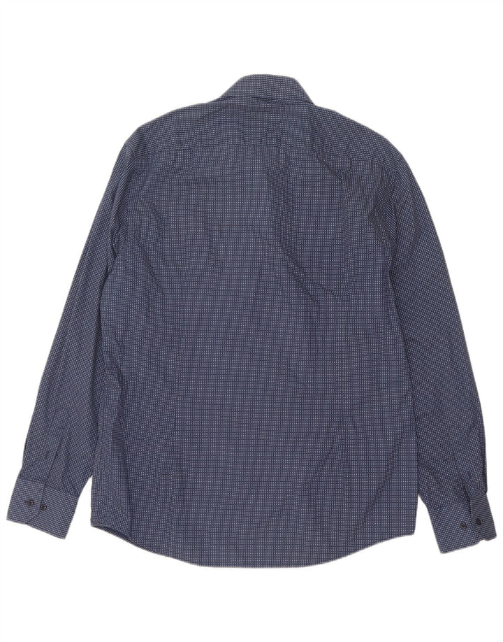 Coveri Mens Shirt Size 43 44 XL Blue Spotted Cotton