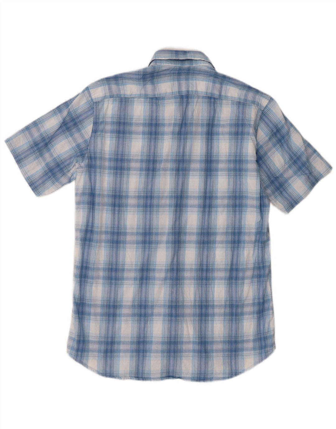 Carrera Mens Short Sleeve Regular Fit Shirt Medium Blue Check Cotton