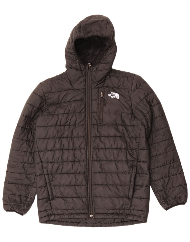 The North Face Boys Hooded Padded Jacket 14-15 Years XL Black Polyester