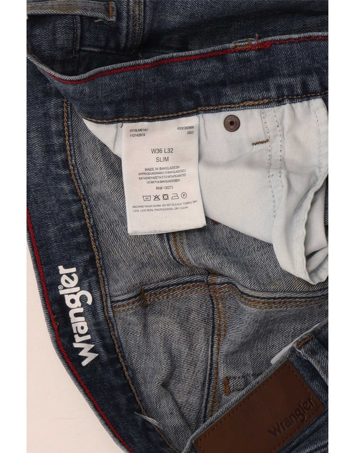 Wrangler Mens Slim Jeans W36 L32 Blue Cotton