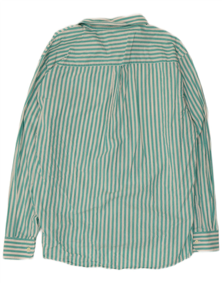 Vintage Mens Shirt 2XL Turquoise Striped