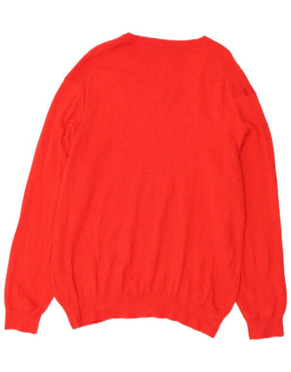 Polo Ralph Lauren Mens V-Neck Jumper Sweater XL Red Cotton
